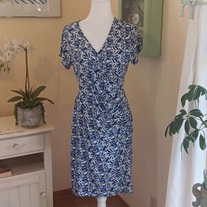 Michael Farrell Blue And White Soft Knit Dress